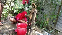 I fucked my village stepsister outside while she was taking a bath.
