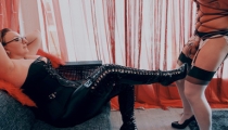 Cruel BBW Goddess Destroys Stepson CBT Boots, Deep Gagging, Anal Stretching, Sissification and Piss Drinking!