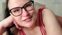 Valentine's Day JOI from BBW in red bodystocking – jerk off instruction, masturbation encouragement, Katy Churchill, lingerie