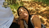 I go out to exercise with my friend Linda Houston, but she has better plans and gives me a spectacular blowjob outdoors