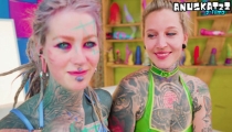 Extreme ALT Latex Strap-On Lesbian Sex – Tattooed Babe, German Dirty Talk