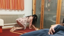 Sexy stepmom cleaning the room gets fucked and creampied
