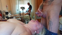 I jerk off my cock and fuck my stepmom in the throat and then cum in her mouth