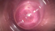 Camera deep inside Mia's tiny creamy vagina