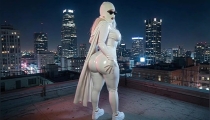 Petite Big Ass Superheroine in White Leather Costume