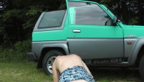 Hot Brunette Sucks BBC Outdoors and Blonde Gives Car Blowjob