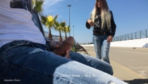 Girl Was Surprised to See Guy Jerking off Dick in the Park and Help Him Cum
