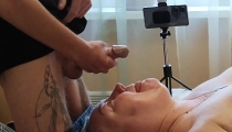 I jerk off my dick and shove it down my mother-in-law's throat and then cum in her mouth
