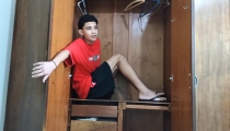 Stepson Hides in Closet to Watch His Hot Stepmom She Finds Out and Fucks Him